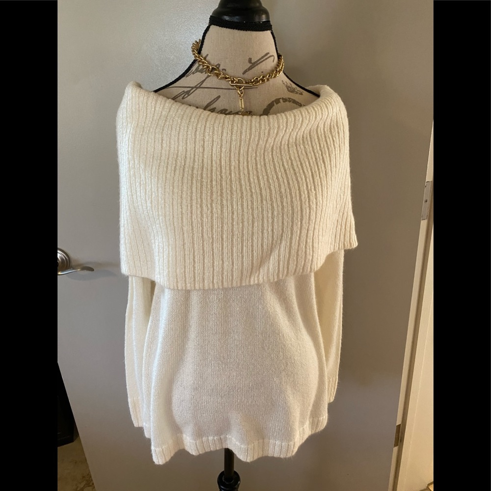 Cream Kenzie shawl collar sweater